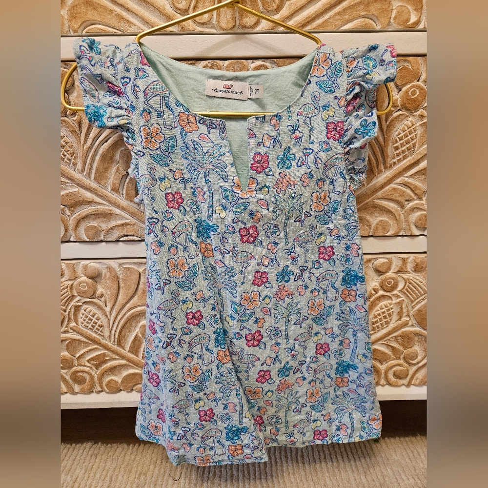 Vineyard Vines Blue Floral Dress 2T